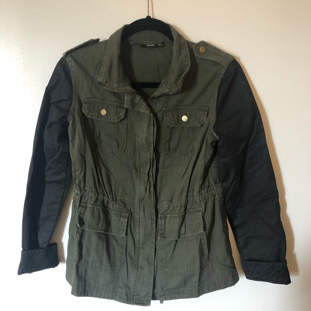 Army green and leather jacket size s